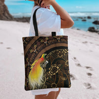 Papua New Guinea and Indonesia Batik Tote Bag Bird of Paradise with Tribal Batik Patterns