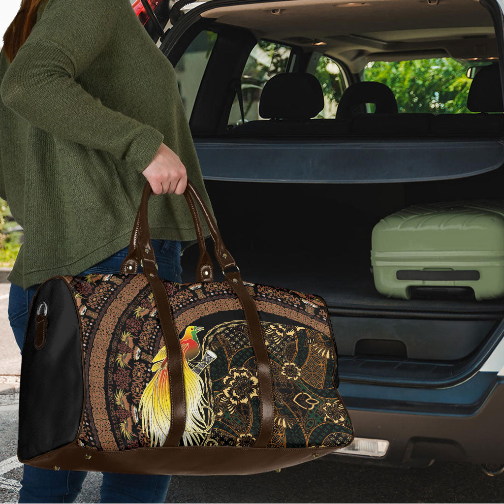 Papua New Guinea and Indonesia Batik Travel Bag Bird of Paradise with Tribal Batik Patterns
