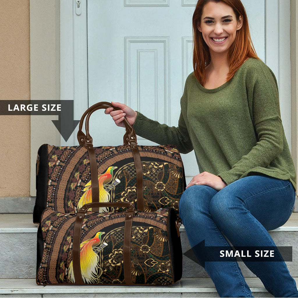 Papua New Guinea and Indonesia Batik Travel Bag Bird of Paradise with Tribal Batik Patterns
