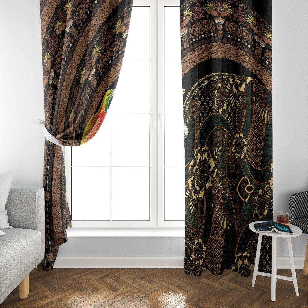Papua New Guinea and Indonesia Batik Window Curtain Bird of Paradise with Tribal Batik Patterns