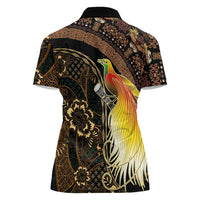Papua New Guinea and Indonesia Batik Women Polo Shirt Bird of Paradise with Tribal Batik Patterns