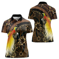 Papua New Guinea and Indonesia Batik Women Polo Shirt Bird of Paradise with Tribal Batik Patterns