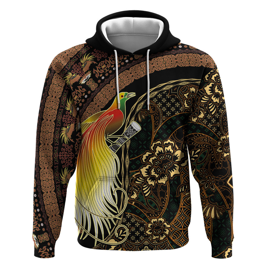 Papua New Guinea and Indonesia Batik Zip Hoodie Bird of Paradise with Tribal Batik Patterns