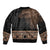 Fiji Palm Leaves Bomber Jacket Masi and Tapa Tribal Pattern Beige Color