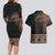 Fiji Palm Leaves Couples Matching Long Sleeve Bodycon Dress and Hawaiian Shirt Masi and Tapa Tribal Pattern Beige Color