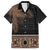 Fiji Palm Leaves Family Matching Short Sleeve Bodycon Dress and Hawaiian Shirt Masi and Tapa Tribal Pattern Beige Color