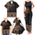 Fiji Palm Leaves Family Matching Tank Maxi Dress and Hawaiian Shirt Masi and Tapa Tribal Pattern Beige Color