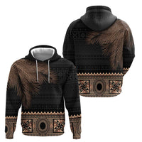 Fiji Palm Leaves Hoodie Masi and Tapa Tribal Pattern Beige Color