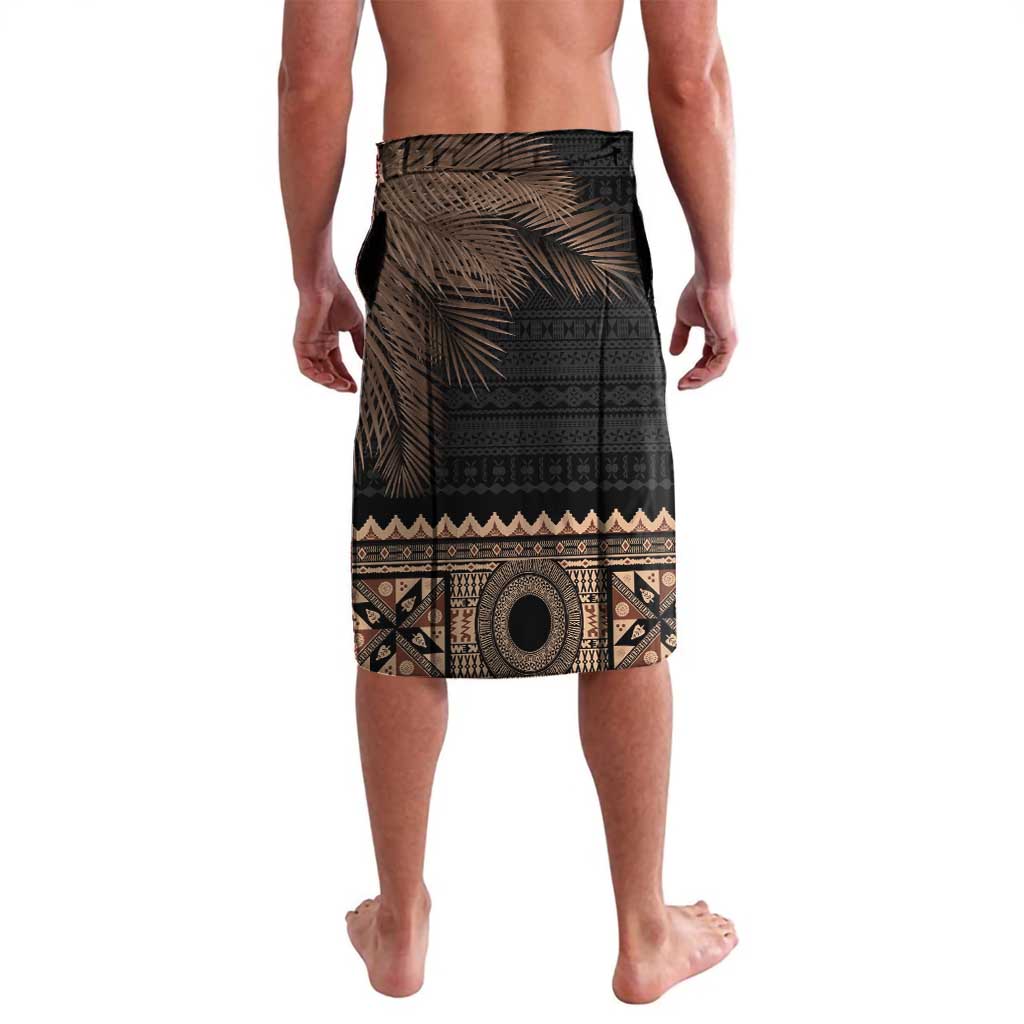 Fiji Palm Leaves Lavalava Masi and Tapa Tribal Pattern Beige Color