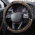 Fiji Palm Leaves Steering Wheel Cover Masi and Tapa Tribal Pattern Beige Color