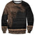 Fiji Palm Leaves Sweatshirt Masi and Tapa Tribal Pattern Beige Color