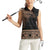 Fiji Palm Leaves Women Sleeveless Polo Shirt Masi and Tapa Tribal Pattern Beige Color