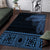 Fiji Palm Leaves Area Rug Masi and Tapa Tribal Pattern Blue Color