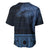 Fiji Palm Leaves Baseball Jersey Masi and Tapa Tribal Pattern Blue Color