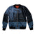 Fiji Palm Leaves Bomber Jacket Masi and Tapa Tribal Pattern Blue Color