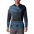 Fiji Palm Leaves Button Sweatshirt Masi and Tapa Tribal Pattern Blue Color