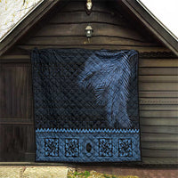 Fiji Palm Leaves Quilt Masi and Tapa Tribal Pattern Blue Color