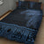 Fiji Palm Leaves Quilt Bed Set Masi and Tapa Tribal Pattern Blue Color