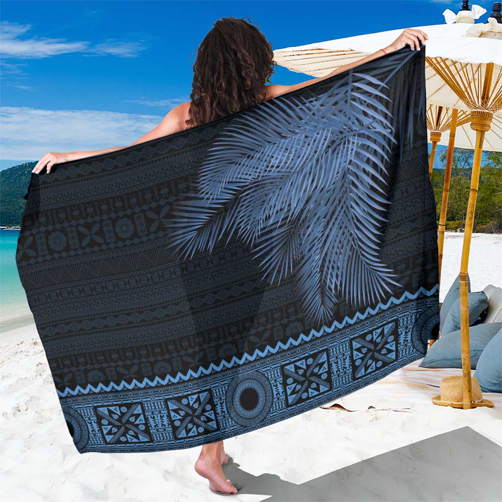 Fiji Palm Leaves Sarong Masi and Tapa Tribal Pattern Blue Color