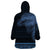 Fiji Palm Leaves Wearable Blanket Hoodie Masi and Tapa Tribal Pattern Blue Color