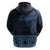 Fiji Palm Leaves Zip Hoodie Masi and Tapa Tribal Pattern Blue Color