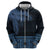 Fiji Palm Leaves Zip Hoodie Masi and Tapa Tribal Pattern Blue Color