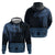 Fiji Palm Leaves Zip Hoodie Masi and Tapa Tribal Pattern Blue Color