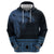 Fiji Palm Leaves Zip Hoodie Masi and Tapa Tribal Pattern Blue Color