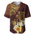 Polynesian Turtle Baseball Jersey Plumeria Hibiscus Pattern Oxblood