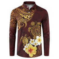 Polynesian Turtle Button Sweatshirt Plumeria Hibiscus Pattern Oxblood LT03 Oxblood - Polynesian Pride