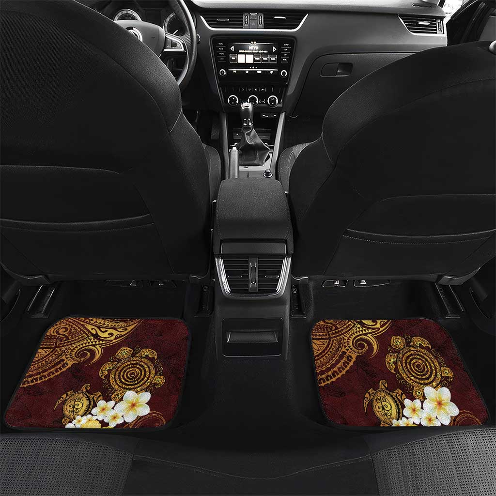 Polynesian Turtle Car Mats Plumeria Hibiscus Pattern Oxblood LT03 Set 2pcs - Back Oxblood - Polynesian Pride
