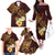 Polynesian Turtle Family Matching Off The Shoulder Long Sleeve Dress and Hawaiian Shirt Plumeria Hibiscus Pattern Oxblood