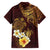 Polynesian Turtle Family Matching Off Shoulder Maxi Dress and Hawaiian Shirt Plumeria Hibiscus Pattern Oxblood