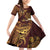 Polynesian Turtle Family Matching Off Shoulder Short Dress and Hawaiian Shirt Plumeria Hibiscus Pattern Oxblood