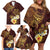 Polynesian Turtle Family Matching Off Shoulder Short Dress and Hawaiian Shirt Plumeria Hibiscus Pattern Oxblood