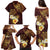 Polynesian Turtle Family Matching Puletasi and Hawaiian Shirt Plumeria Hibiscus Pattern Oxblood