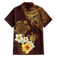 Polynesian Turtle Family Matching Summer Maxi Dress and Hawaiian Shirt Plumeria Hibiscus Pattern Oxblood LT03 - Polynesian Pride