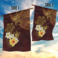 Polynesian Turtle Garden Flag Plumeria Hibiscus Pattern Oxblood LT03 - Polynesian Pride