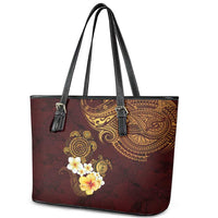 Polynesian Turtle Leather Tote Bag Plumeria Hibiscus Pattern Oxblood LT03 - Polynesian Pride