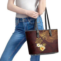 Polynesian Turtle Leather Tote Bag Plumeria Hibiscus Pattern Oxblood LT03 - Polynesian Pride