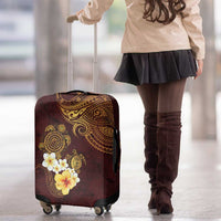 Polynesian Turtle Luggage Cover Plumeria Hibiscus Pattern Oxblood