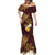 Polynesian Turtle Mermaid Dress Plumeria Hibiscus Pattern Oxblood