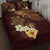 Polynesian Turtle Quilt Bed Set Plumeria Hibiscus Pattern Oxblood