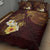 Polynesian Turtle Quilt Bed Set Plumeria Hibiscus Pattern Oxblood