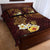 Polynesian Turtle Quilt Bed Set Plumeria Hibiscus Pattern Oxblood