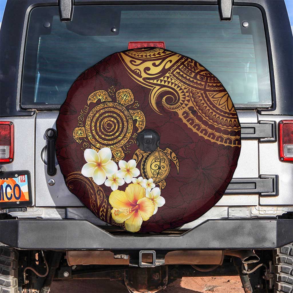 Polynesian Turtle Spare Tire Cover Plumeria Hibiscus Pattern Oxblood LT03 Oxblood - Polynesian Pride