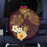 Polynesian Turtle Spare Tire Cover Plumeria Hibiscus Pattern Oxblood LT03 - Polynesian Pride