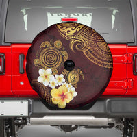 Polynesian Turtle Spare Tire Cover Plumeria Hibiscus Pattern Oxblood LT03 - Polynesian Pride