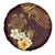 Polynesian Turtle Spare Tire Cover Plumeria Hibiscus Pattern Oxblood