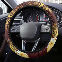 Polynesian Turtle Steering Wheel Cover Plumeria Hibiscus Pattern Oxblood LT03 - Polynesian Pride